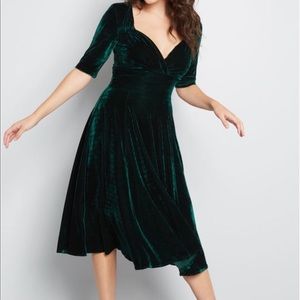 Green velvet dress from ModCloth
